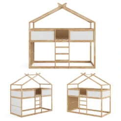 Etagenbett "Merlin" Weiß/Naturholz/Naturholz 90x200 Cm Vitalispa -Möbel Store m4718 07 ol