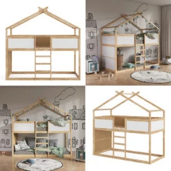 Etagenbett "Merlin" Weiß/Naturholz/Naturholz 90x200 Cm Vitalispa -Möbel Store m4718 08 ol