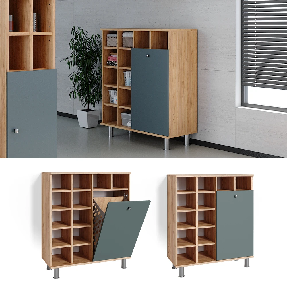 Badschrank "Fynn" Grün/Goldkraft Eiche 78.4 X 91.6 Cm Vicco 4 Badschrank "Fynn" Grün/Goldkraft Eiche 78.4 X 91.6 Cm Vicco – Bild 2