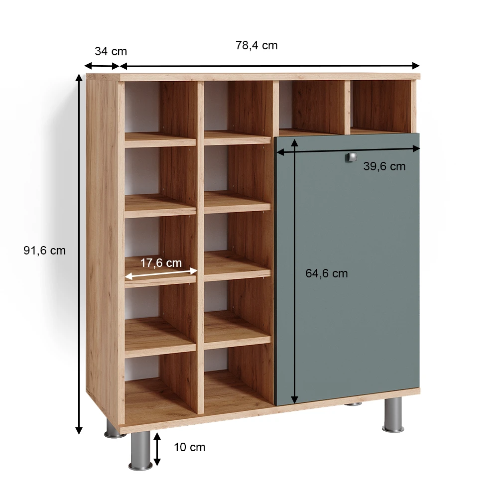 Badschrank "Fynn" Grün/Goldkraft Eiche 78.4 X 91.6 Cm Vicco 5 Badschrank "Fynn" Grün/Goldkraft Eiche 78.4 X 91.6 Cm Vicco – Bild 3
