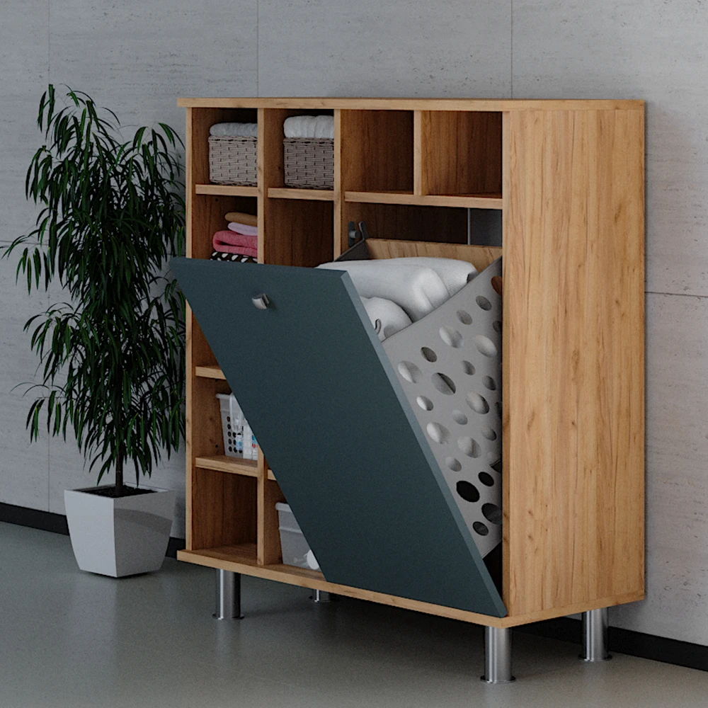 Badschrank "Fynn" Grün/Goldkraft Eiche 78.4 X 91.6 Cm Vicco 7 Badschrank "Fynn" Grün/Goldkraft Eiche 78.4 X 91.6 Cm Vicco – Bild 5