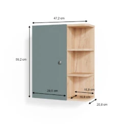 Badschrank "Fynn" Grün/Goldkraft Eiche 47.2 X 59.2 Cm Vicco -Möbel Store m4745 03 ol