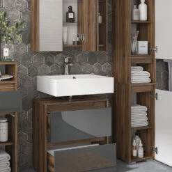 Badmöbel Set "Majest" Anthrazit/Nussbaum 4 Teile Vicco -Möbel Store m4767 05 ol