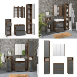 Badmöbel Set "Majest" Anthrazit/Nussbaum 4 Teile Vicco -Möbel Store m4767 08 ol