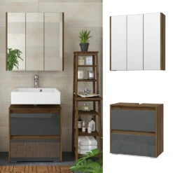 Badmöbel Set "Majest" Anthrazit/Nussbaum 2 Teile Vicco -Möbel Store m4768 02 ol