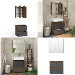 Badmöbel Set "Majest" Anthrazit/Nussbaum 2 Teile Vicco -Möbel Store m4768 08 ol