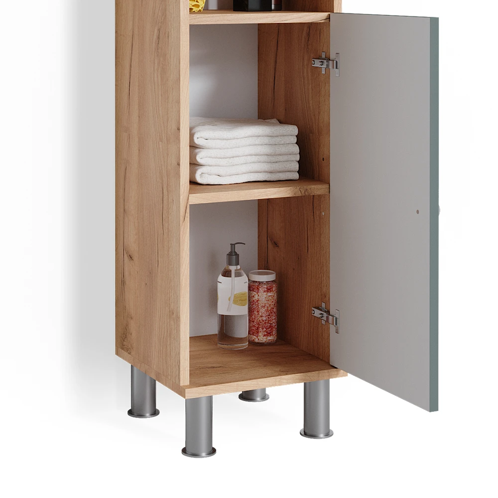 Badmöbel Set "Fynn" Grün/Goldkraft Eiche 3 Teile, Mit Midischrank Vicco 8 Badmöbel Set "Fynn" Grün/Goldkraft Eiche 3 Teile, Mit Midischrank Vicco – Bild 6