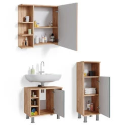 Badmöbel Set "Fynn" Grün/Goldkraft Eiche 3 Teile, Mit Midischrank Vicco 15 Badmöbel Set "Fynn" Grün/Goldkraft Eiche 3 Teile, Mit Midischrank Vicco -Möbel Store m4771 07 ol