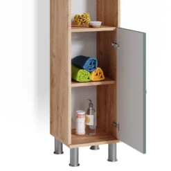 Badmöbel Set "Fynn" Grün/Goldkraft Eiche 3 Teile, Mit Hochschrank Vicco -Möbel Store m4772 06 ol