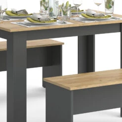 Esstisch Set "Sentio" Anthrazit/Goldkraft Eiche 110 X 70 Cm Mit 2 Bänken Vicco -Möbel Store m4782 06 ol