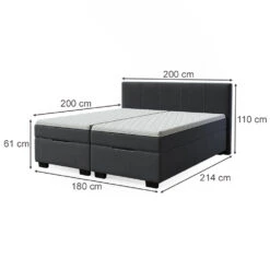 Boxspringbett Anthrazit 214 X 200 Cm Mit Topper Vitalispa -Möbel Store m4897 03 ol