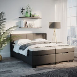 Boxspringbett Anthrazit 214 X 200 Cm Mit Topper Vitalispa -Möbel Store m4897 04 ol