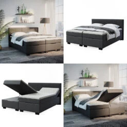 Boxspringbett Anthrazit 214 X 200 Cm Mit Topper Vitalispa -Möbel Store m4897 08 ol