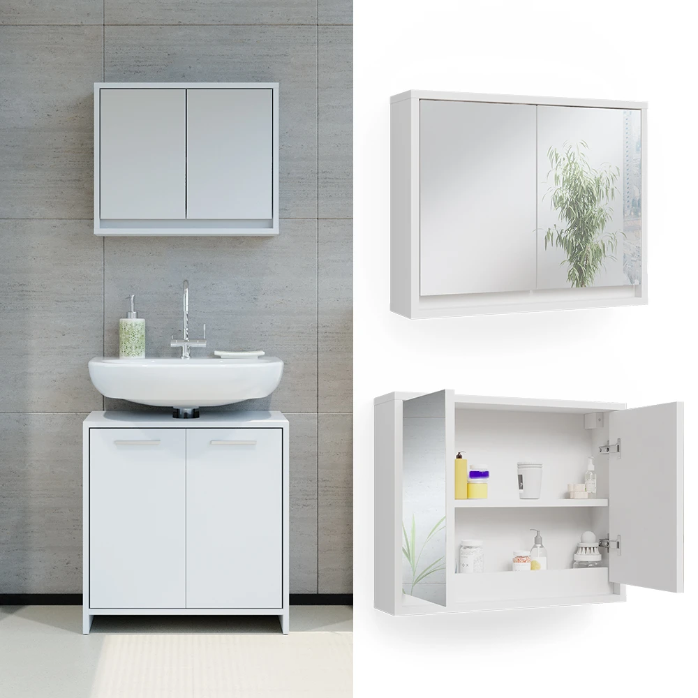 Bad Spiegelschrank "Mila" Weiß 55 X 45 Cm Vicco 4 Bad Spiegelschrank "Mila" Weiß 55 X 45 Cm Vicco – Bild 2