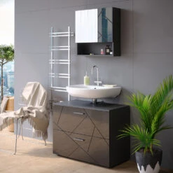 Waschbeckenunterschrank "Irma" Anthrazit Hochglanz 80 X 59 Cm Vicco 12 Waschbeckenunterschrank "Irma" Anthrazit Hochglanz 80 X 59 Cm Vicco -Möbel Store m4929 04 ol