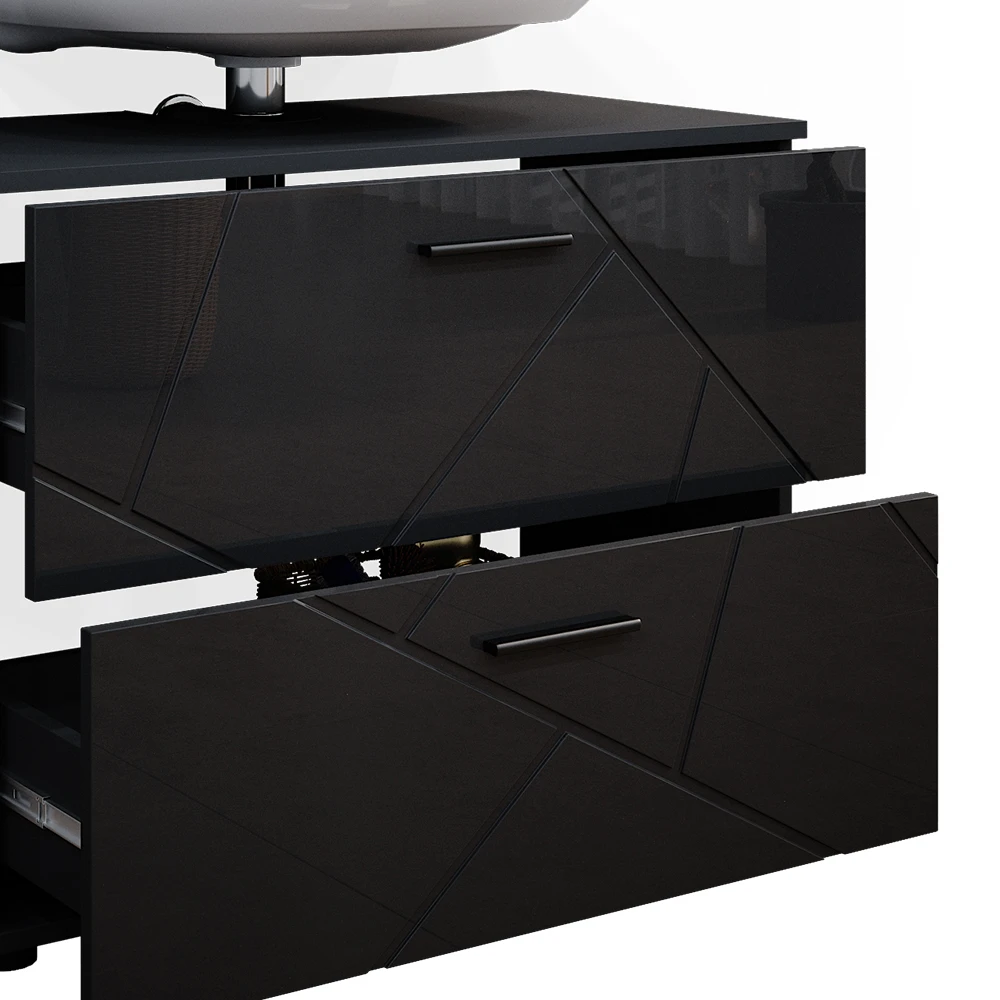 Waschbeckenunterschrank "Irma" Anthrazit Hochglanz 80 X 59 Cm Vicco 8 Waschbeckenunterschrank "Irma" Anthrazit Hochglanz 80 X 59 Cm Vicco – Bild 6