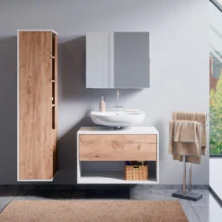 Badschrank "Kate" Weiß/Eiche 35 X 152 Cm Vicco -Möbel Store m4931 04 ol