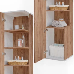 Badschrank "Kate" Weiß/Eiche 35 X 152 Cm Vicco -Möbel Store m4931 06 ol