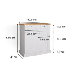 Sideboard "Bergamo" Weiß/Eiche 83 X 84 Cm Vicco 12 Sideboard "Bergamo" Weiß/Eiche 83 X 84 Cm Vicco -Möbel Store m4961 03 ol