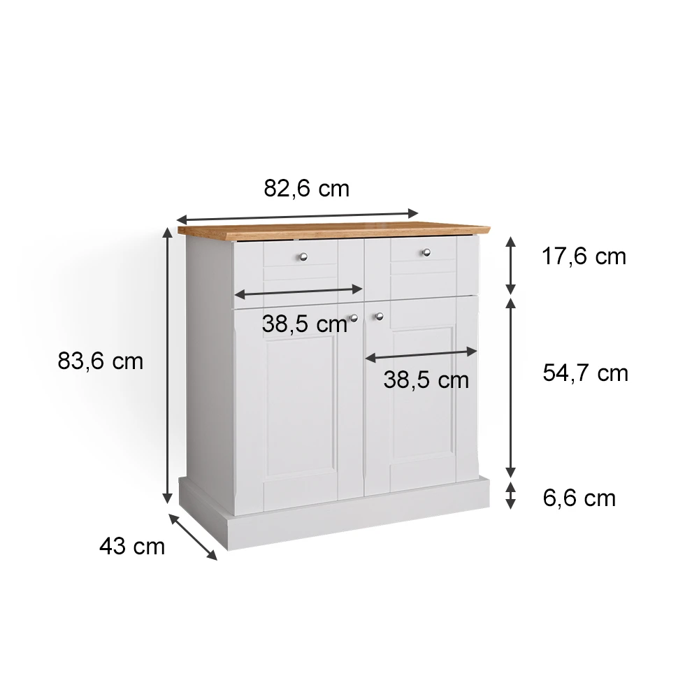 Sideboard "Bergamo" Weiß/Eiche 83 X 84 Cm Vicco 5 Sideboard "Bergamo" Weiß/Eiche 83 X 84 Cm Vicco – Bild 3