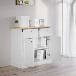 Sideboard "Bergamo" Weiß/Eiche 83 X 84 Cm Vicco 14 Sideboard "Bergamo" Weiß/Eiche 83 X 84 Cm Vicco -Möbel Store m4961 05 ol