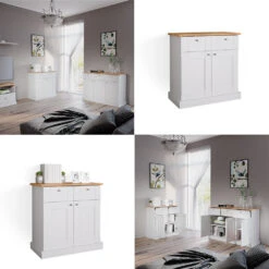 Sideboard "Bergamo" Weiß/Eiche 83 X 84 Cm Vicco 17 Sideboard "Bergamo" Weiß/Eiche 83 X 84 Cm Vicco -Möbel Store m4961 08 ol