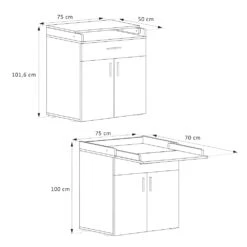 Wickelkommode "Lena" Sonoma 75 X 100 Cm Vicco 11 Wickelkommode "Lena" Sonoma 75 X 100 Cm Vicco -Möbel Store m4966 03 ol