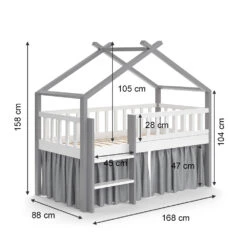 Hausbett "Adis" Grau/Weiß 80x160 Cm Mit Matratze Vitalispa -Möbel Store m4981 03 new ol