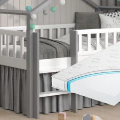 Hausbett "Adis" Grau/Weiß 80x160 Cm Mit Matratze Vitalispa -Möbel Store m4981 m 05 new ol