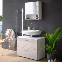 Badmöbel Set "Irma" Weiß Hochglanz 2 Teile Vicco -Möbel Store m4990 04 ol