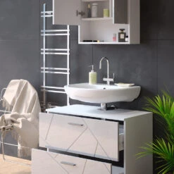 Badmöbel Set "Irma" Weiß Hochglanz 2 Teile Vicco -Möbel Store m4990 05 ol