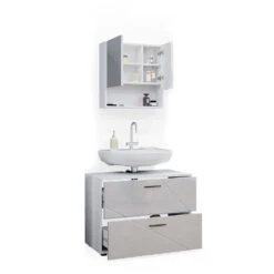 Badmöbel Set "Irma" Weiß Hochglanz 2 Teile Vicco -Möbel Store m4990 07 ol