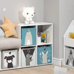 Kinderregal "Tetra" Weiß 72 X 72.6 Cm Mit 4 Faltboxen Vicco -Möbel Store m499 fb2050 51 05 ol