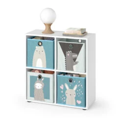 Kinderregal "Tetra" Weiß 72 X 72.6 Cm Mit 4 Faltboxen Vicco -Möbel Store m499 fb2050 51 07 ol