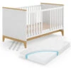 Babybett "Malia" Weiß/Eiche 80x140 Cm Mit Matratze Vitalispa