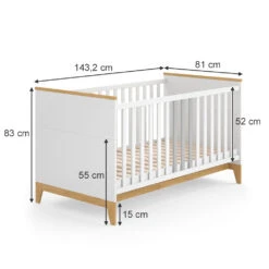 Babybett "Malia" Weiß/Eiche 80x140 Cm Mit Matratze Vitalispa 11 Babybett "Malia" Weiß/Eiche 80x140 Cm Mit Matratze Vitalispa -Möbel Store m5007 03 ol