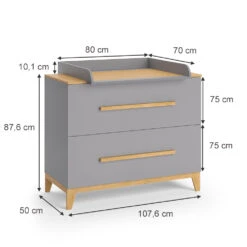 Wickelkommode "Malia" Grau/Eiche 108 X 98 Cm Vitalispa -Möbel Store m5011 03 ol