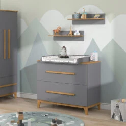 Wickelkommode "Malia" Grau/Eiche 108 X 98 Cm Vitalispa -Möbel Store m5011 04 ol