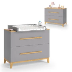 Wickelkommode "Malia" Grau/Eiche 108 X 98 Cm Vitalispa -Möbel Store m5011 07 ol