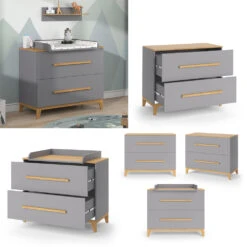 Wickelkommode "Malia" Grau/Eiche 108 X 98 Cm Vitalispa -Möbel Store m5011 08 ol