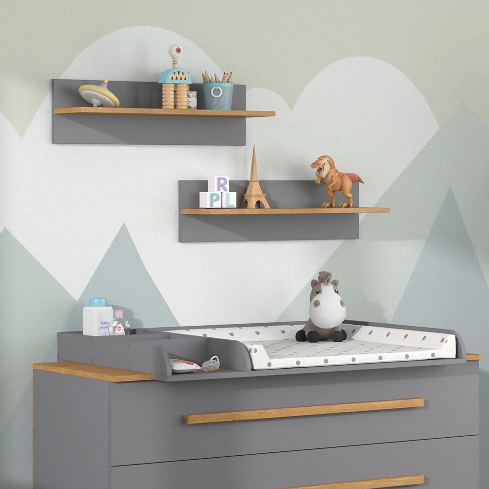 Wandregal Für Das Kinderzimmer "Malia" Grau/Eiche 70 X 20 Cm Vitalispa 6 Wandregal Für Das Kinderzimmer "Malia" Grau/Eiche 70 X 20 Cm Vitalispa – Bild 4