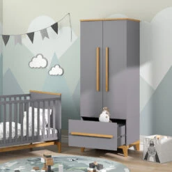 Kinderkleiderschrank "Malia" Grau/Eiche 70 X 187 Cm Vitalispa -Möbel Store m5014 04 ol