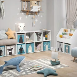 Kinderregal "Scutum" Weiß 143 X 72.6 Cm Mit 8 Faltboxen Vicco -Möbel Store m501 f 04 ol