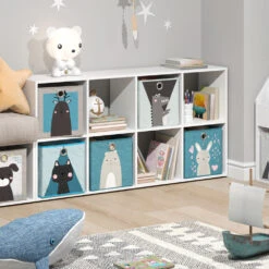 Kinderregal "Scutum" Weiß 143 X 72.6 Cm Mit 8 Faltboxen Vicco -Möbel Store m501 f 05 ol