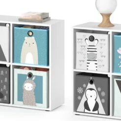 Kinderregal "Scutum" Weiß 143 X 72.6 Cm Mit 8 Faltboxen Vicco -Möbel Store m501 f 06 ol