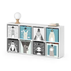 Kinderregal "Scutum" Weiß 143 X 72.6 Cm Mit 8 Faltboxen Vicco -Möbel Store m501 f 07 ol