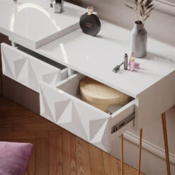 Schminktisch "Bella" Weiß 120 Cm Mit LED Beleuchtung Und Hocker Vicco -Möbel Store m5021 05 ol