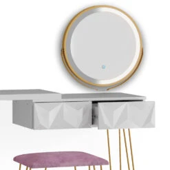 Schminktisch "Bella" Weiß 120 Cm Mit LED Beleuchtung Und Hocker Vicco -Möbel Store m5021 06 ol