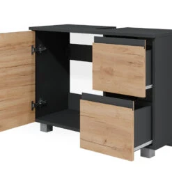 Waschbeckenunterschrank "J-Shape" Anthrazit/Eiche 80 X 61 Cm Vicco -Möbel Store m5024 06 ol