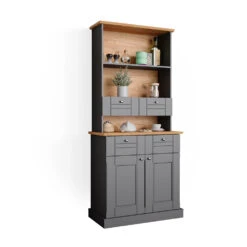 Hochschrank "Bergamo" Grau/Eiche 80 Cm Vicco -Möbel Store m5030 07 ol